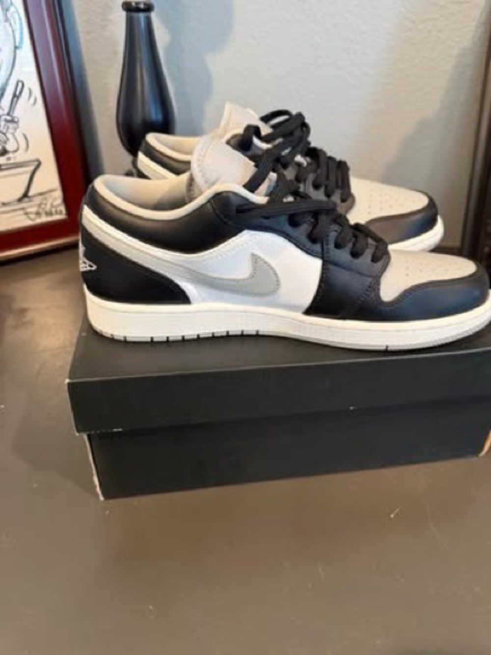Nike Men's Air Jordan Black and Gray Low-Top Sneakers in EUC only worn once